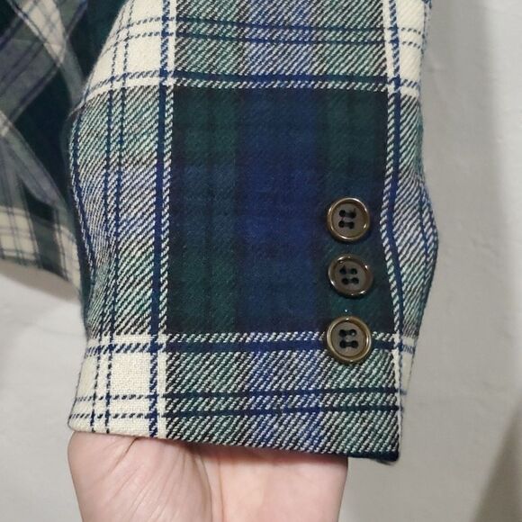 Vintage Pendleton Tartan Wool Blazer Jacket in Green & Plaid Size 6 - Picture 2 of 12